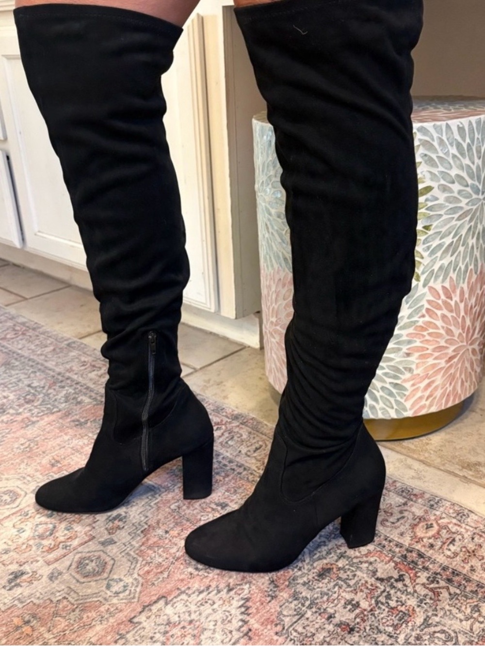 Madden Girl Black Over-the-Knee Suede Block Heel Boots
